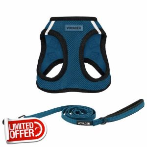 Voyager Step-in Air All Weather Mesh Harness and Reflective Dog 5 ft Leash Combo with Neoprene Handle