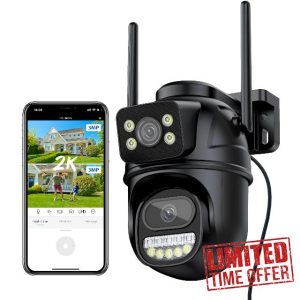 Reobiux 2K/6MP Dual Lens Outdoor Security Camera