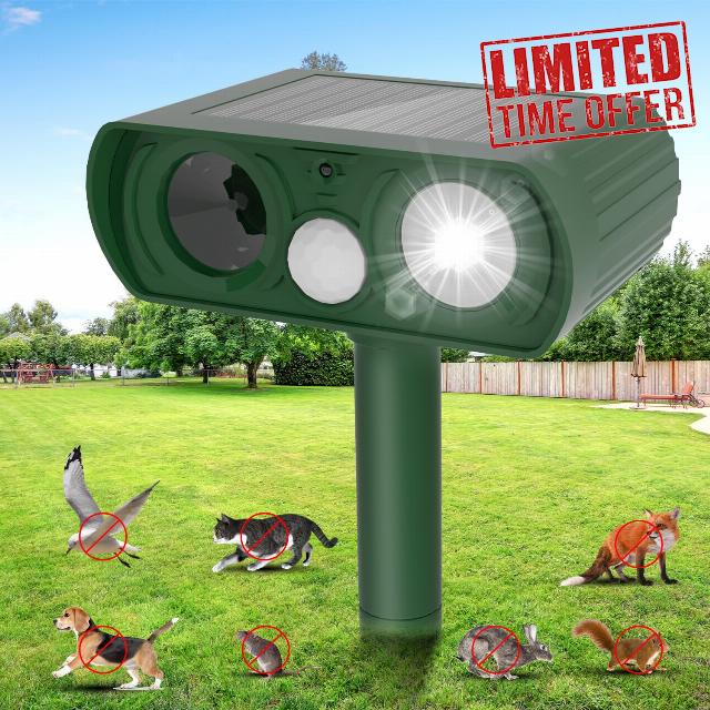 Solar Ultrasonic Cat Repellent for Gardens uk Cat Deterrents for Gardens uk Fox Squirrel Skunk Deer Rabbit Rodent Dog Deterrents Animal Repeller for Yard Garden Farm Outdoo