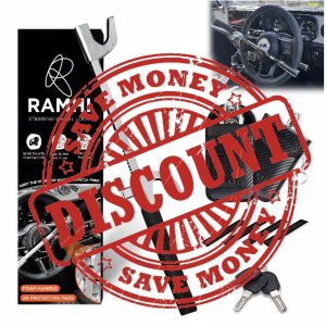 RAMHI Heavy Duty Car Steering Wheel Lock Includes 2 Keys and Car Key Signal Blocker Pouch |Steering Lock | Anti Theft Bar - Universal Fit with 2 Designs Yellow/Black (Black)