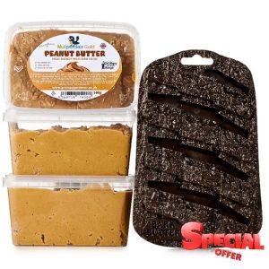 Grumpy Gardener Peanut Butter Bird Food – 3 Suet Tubs of 500g Bird Peanut with Bark Feeder Hanging Station