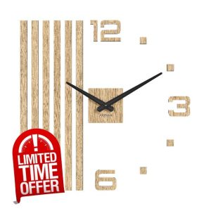Cander Berlin MNU 2760 P XXL Wall Clock Silent 60 cm Wood Veneer Oak Living Room Analogue No Ticking Wall Sticke
