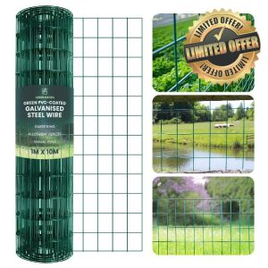 Green Haven Chicken Wire Fence – 1M x 10M PVC Coated Garden Fencing Roll