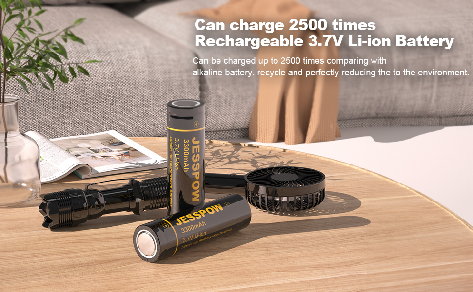 650 Flat Top 3.7V Rechargeable Battery