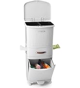 Warmiehomy Dry and Wet Separation Trash Can, Vertical Waste Separation System with Wheels, Recycl...