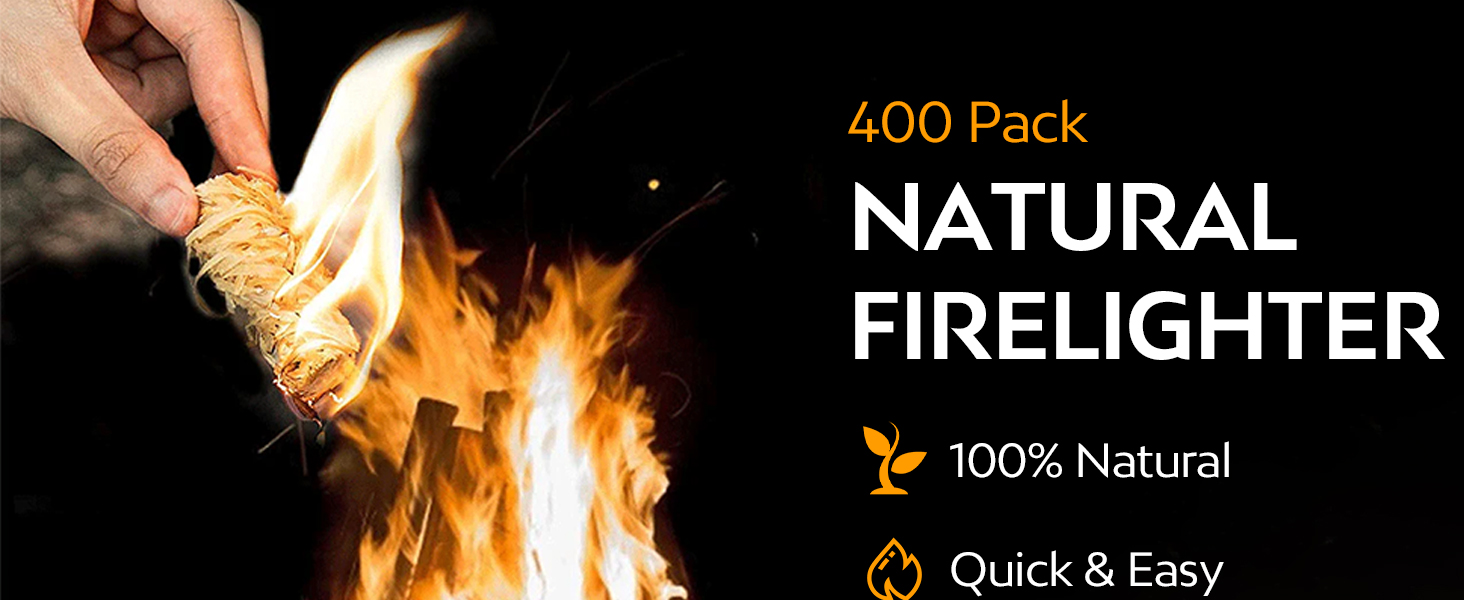 Wood Wool Fire Starters for BBQ Pizza Oven Odourless Wax Coated