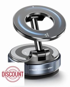 Vacuum Suction Magnetic Phone Holder for Magsafe [89+LBS Strongest Suction] 360° Adjustable Car Phone Mount & Retractable Vacuum Cell Phone Holders for All Phones Car/Mirror/Gym-Black