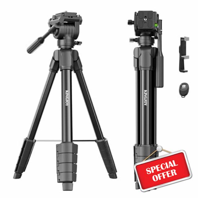 KINGJOY 61'' Camera Phone Tripod Camera Stand for Canon Rebel Eos Nikon DSLR