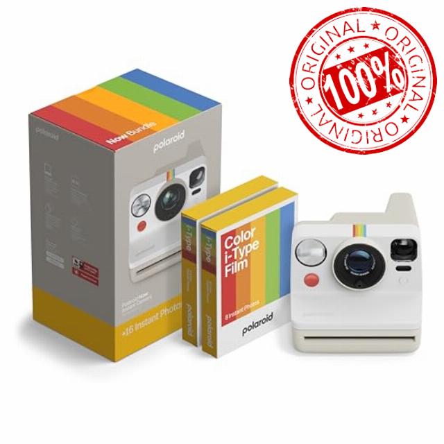 Polaroid - NOW Gen3 - Instant Camera - Camera + Color Film Bundle (16 photos) White (6561)