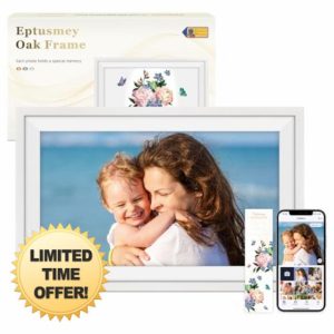 Digital Photo Frame Oak Wood 15.6 Inch Large Wifi Digital picture Frame with 32GB Storage