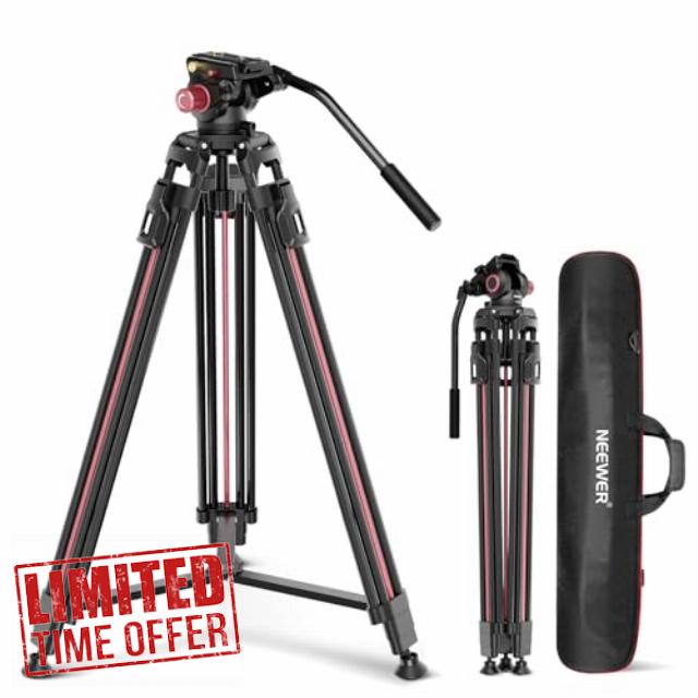 Neewer 79"/2m Video Camera Tripod with Fluid Head