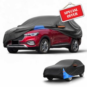 All-Weather Waterproof Car Cover - UV-Resistant Outdoor Full Exterior Protection for mg HS 2018-2023 210D-PU Black Blue with Right Side Zippe