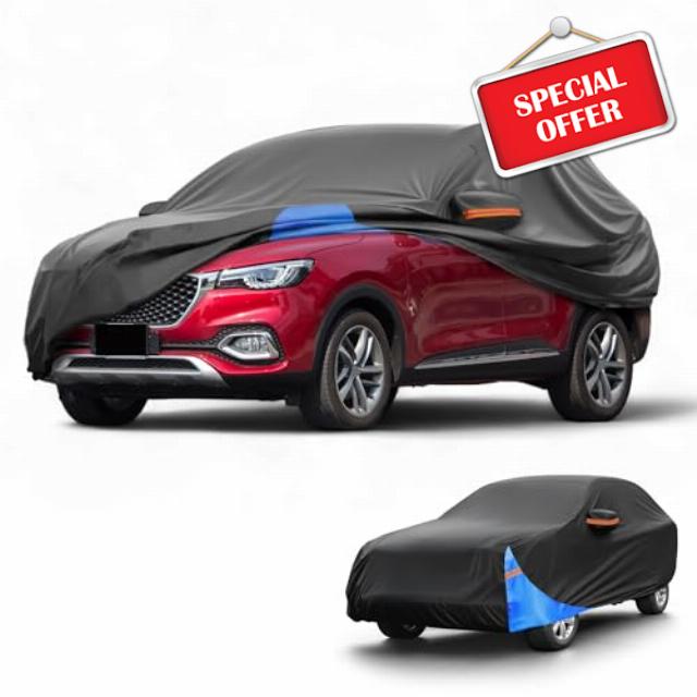 All-Weather Waterproof Car Cover - UV-Resistant Outdoor Full Exterior Protection for mg HS 2018-2023 210D-PU Black Blue with Right Side Zippe