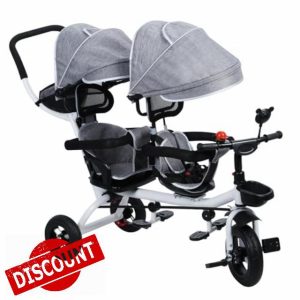 Double Stroller Twin Trike with Canopy & Anti-Rollover Design