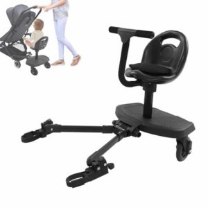 Fridgestea Universal Buggy Board with Removable Seat - Adjustable Stroller Footboard for Children 2-6 Years (50kg Capacity)