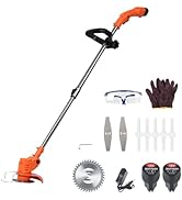 Cordless Strimmer, 12V Grass Strimmer Cordless, Garden Strimmer with 2 * 2000 mAh Batteries, Elec...