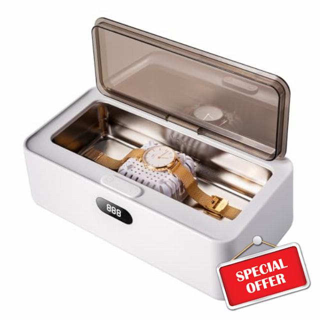Ultrasonic Jewellery Cleaner 500ML Professional Ultrasonic Cleaner with Basket and 5 Time Settings 45000Hz Jewellery Cleaner Ultrasonic Machine for Glasses Rings Dentures Watches Coins Tools