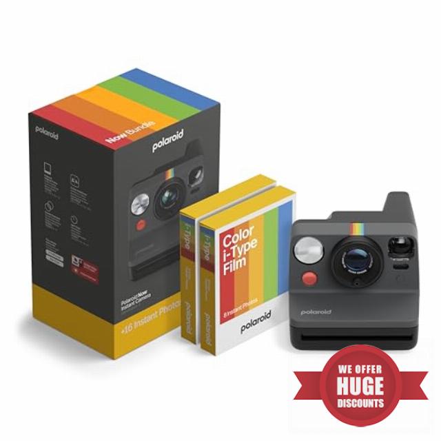 Polaroid - NOW Gen3 - Instant Camera - Camera + Color Film Bundle (16 photos) Black (6560)