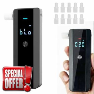 WeiguoIOT Breathalyser Alcohol Tester Breathalyzer with 10 Mouthpieces Alcohol Detector Breathalysers LCD Display for Home & Professional Use
