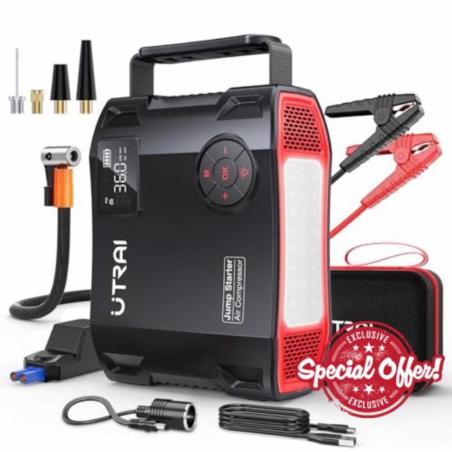 6500A Jump Starter Power Pack with Air Compressor