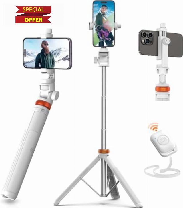 62" Phone Tripod Stand with Bluetooth Remote