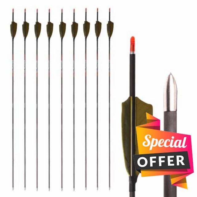 PHILOCS 12 pcs Army Green Turkey Feather Arrows ID 4.2 mm Spine 300 350 400 500 600 700 800 900 1000 1100 1300 1500 1800 Hunting Practice Arrow