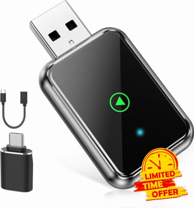 Wireless CarPlay Adapter for iPhone & Android – 2-in-1 Plug & Play Dongle with Auto Connect