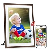 Frameo 10.1Inch Digital Photo Frame with 32GB Memory WiFi Wood Electronic Photo Frame Touch Scree...