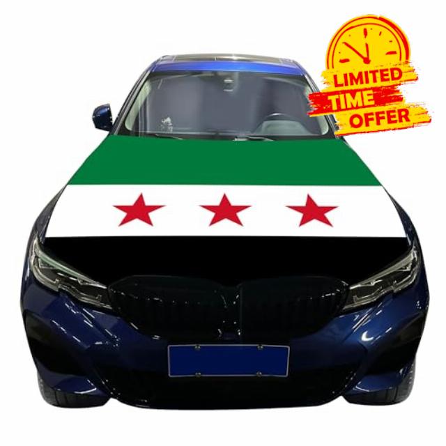 Syrian Flag Syria Arab Flag for Car Hood Cover 4X5Ft for Accessories Fits Coupe Saloon SUV MPV
