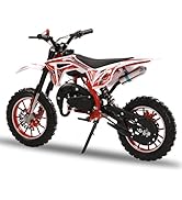 Tuelaly 49cc 2-Stroke Dirt Bike, Mini Motorbike, Kids Dirt Bike Hydraulic Shock Absorption, Off R...