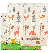 GYMAX Baby Play Mat, 180 x 200 x 1.5cm Thick Floor Mat with Double-Sided Pattern and Handbag, Fol...