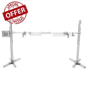 BBQ Rotisserie Kit 20W Rotisserie Grills Kit Electric Motor 2.5RPM Universal Heavy Duty BBQ Rotisserie Kit for Grills 40kg Load Capacity 5 Gears Height Adjustment Electric Tripod Rotisserie Spi