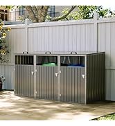 Warmiehomy Wheelie Bin Storage Bin Store 2 Wheelie Bins Galvanized Steel Wheel Bins Hideaways wit...