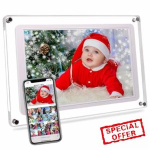 10.1-Inch Wi-Fi Digital Picture Frame with Frameo App - Acrylic Frame Design