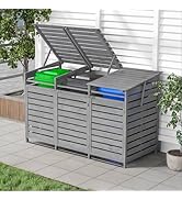 Warmiehomy Wheelie Bin Storage Double Wheelie Bin Storage Outdoor 2 Bins Shed Wooden Wheelie Bins...