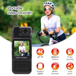 4K HD Body Cam with 180° Rotating Lens