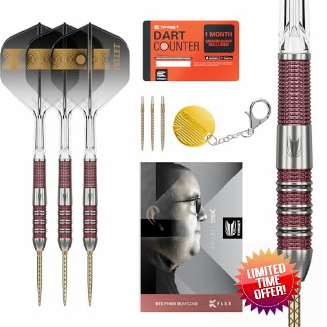 TARGET Darts Stephen Bunting 95K Swiss Point Steel Tip Dart Set