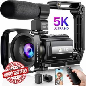 5K Video Camera Camcorder UHD 48MP WiFi Vlogging Camera for YouTube IR Night Vision Anti-Shake 16X Digital Zoom 3” Touch Screen Camera with Microphone