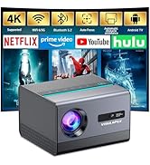 2024 Upgraded Smart Mini Projector - Auto Keystone, Electric Focus, 4K Video Supported, WiFi 6, B...