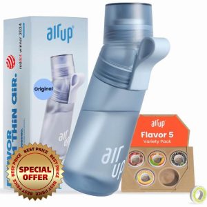 AIR UP® | Original water bottle Gen2 starter set with pods in 5 flavours I 600ml drinking bottle with sugar-free flavouring I dishwasher-safe