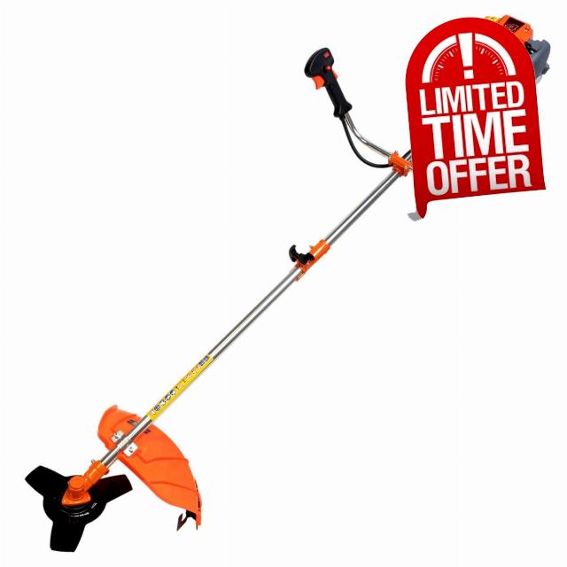 4 Stroke Petrol Strimmer with Blades - Heavy Duty Petrol Grass Trimmer and Brush Cutter with Bull Horn Handles | Brushcutter Strimmer with Metal Blade and Nylon Head 410mm Cutting Width | eSkde