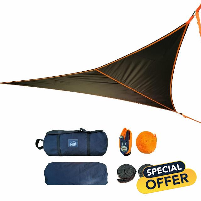 Triangle Hammock 13ft Outdoor Camping Hammock Portable Travel Multi Person Tree Hammock with Tie Down Straps & Net Pocket Max 500 lbs