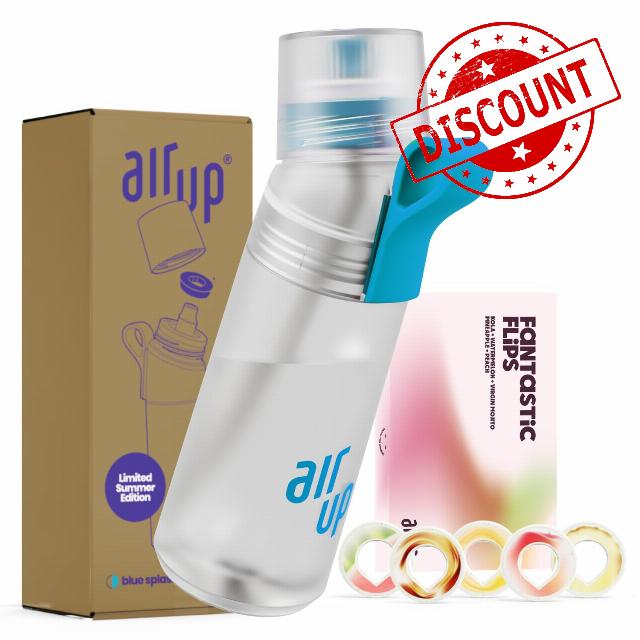 AIR UP® water bottle Twist Pro original starter set with pods in 5 flavours I 600ml drinking bottle with sugar-free flavouring I dishwasher-safe