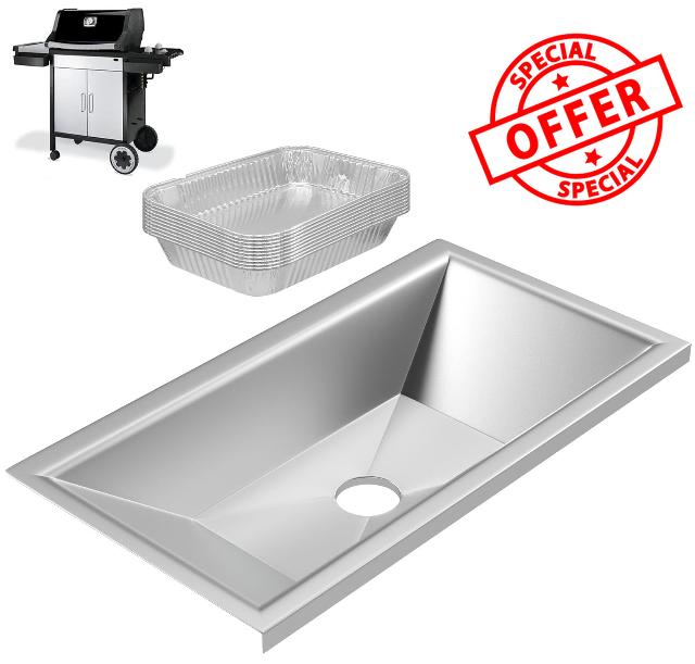 DcYourHome 99251 Grease Tray with Drip Pan Liner for Old Weber Spirit 200 Series Spirit E/S-200 Spirit E/S-210 with Side Control Panel