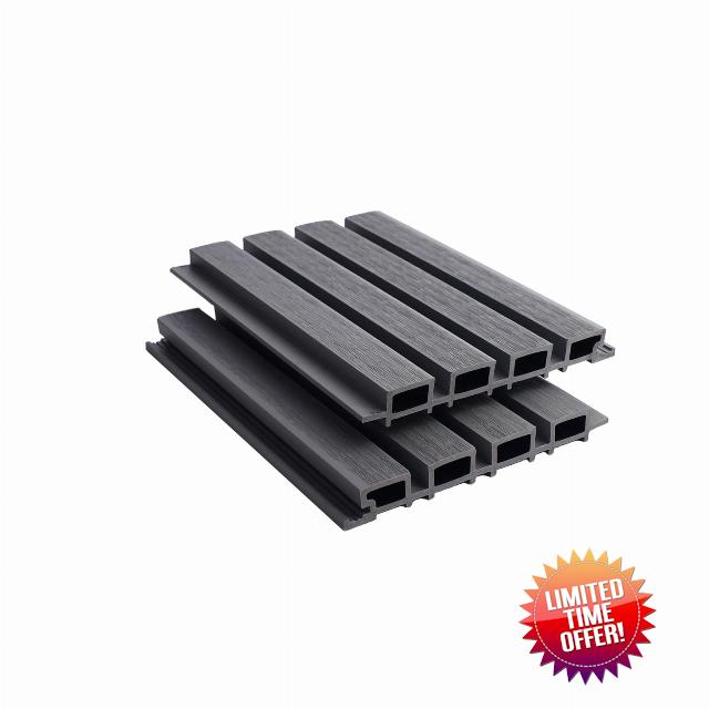 Composite Slatted Square Cladding Board Series 1 - Silver - 2.5metres x 219mm x 26mm