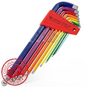 PB SWISS TOOLS Allen HEX L Long Key Set with Spherical Head Colored Model Rainbow