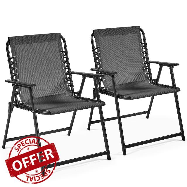 Yaheetech Folding Outdoor Chairs Set of 2 with Metal Frame