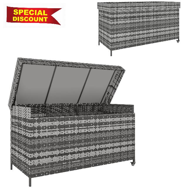 Outsunny 627 L Rattan Garden Storage Box