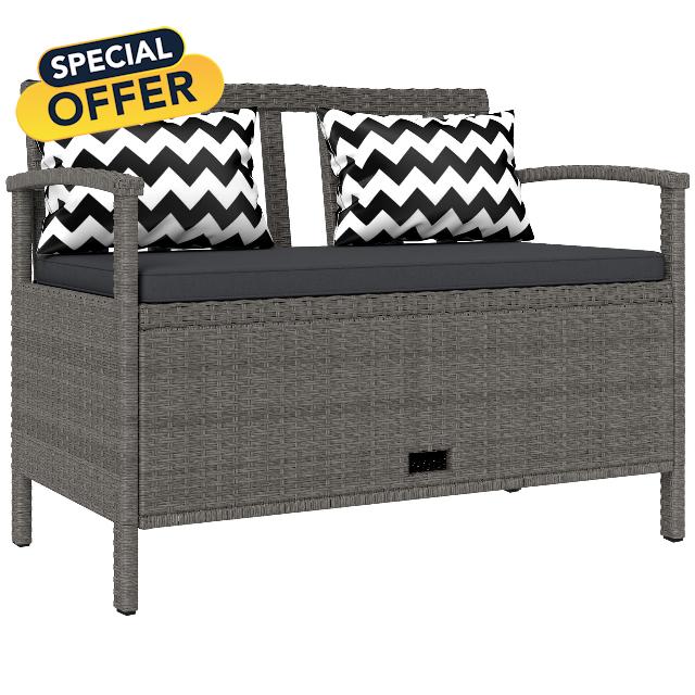 Outsunny 2 Seater Garden Storage Bench with 160L Capacity