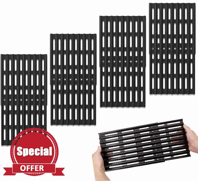 Set of 4 Adjustable Cooking Grates – 20 cm Wide Universal Replacement Grill Grid for BBQ Grills